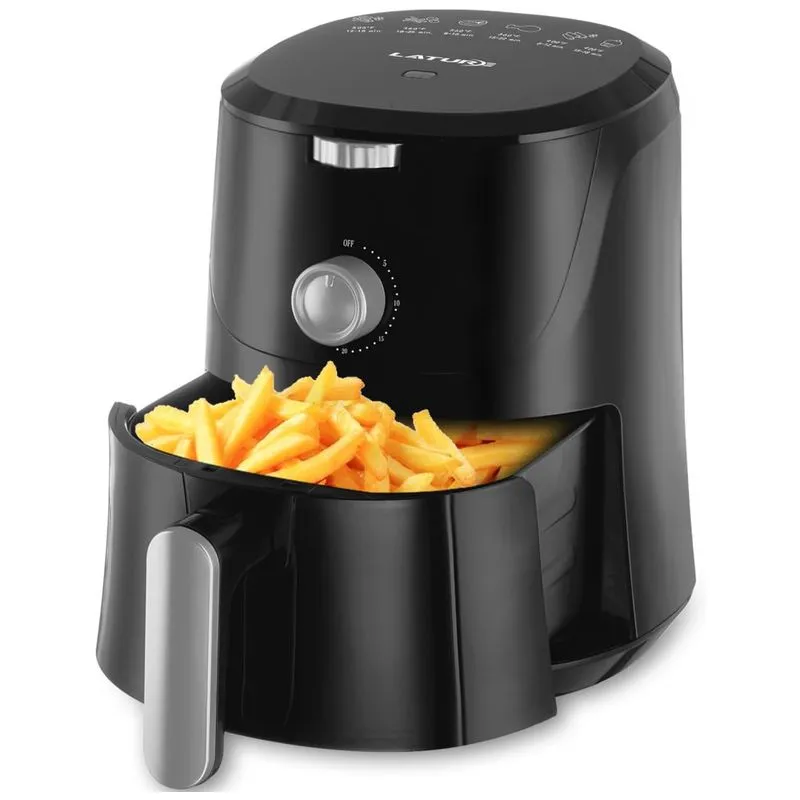 Fritadeira Elétrica Airfryer 4.2l Com Temperatura Ajustável E Cesto Antiaderente, 110v, Lature, Preto
