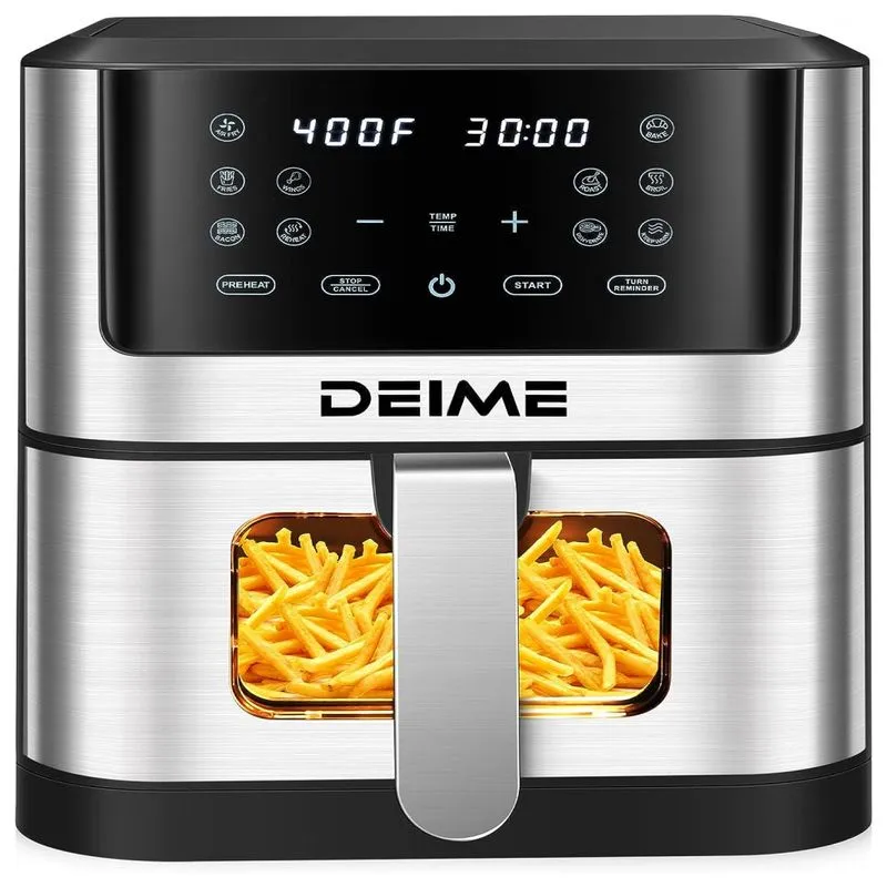 Fritadeira Elétrica Airfryer 6.2l Com Painel Digital E Cesto Antiaderente, 110v 1500w, Deime, Prata