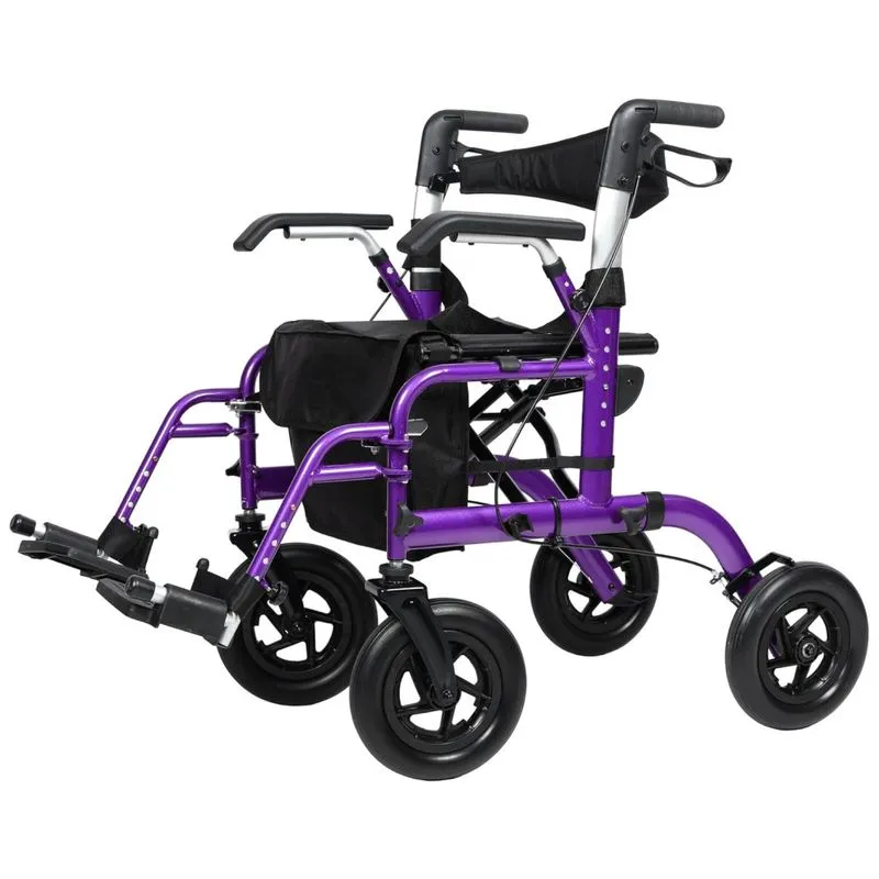 Andador 2 Em 1 Para Adultos E Idosos De Até 136 Kg Dobrável Com Encosto Reversível, Elenker, Roxo