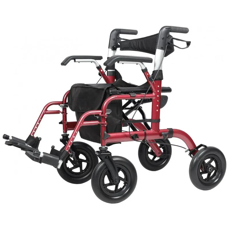 Andador 2 Em 1 Para Adultos E Idosos De Ate 136 Kg Dobravel Com Encosto Reversivel, Elenker, Vermelho