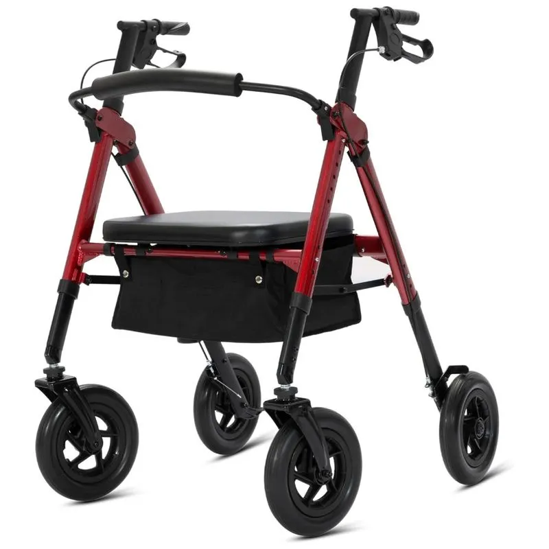 Andador Para Adultos E Idosos De Ate 226 Kg Encosto Acolchoado, Elenker, Vermelho