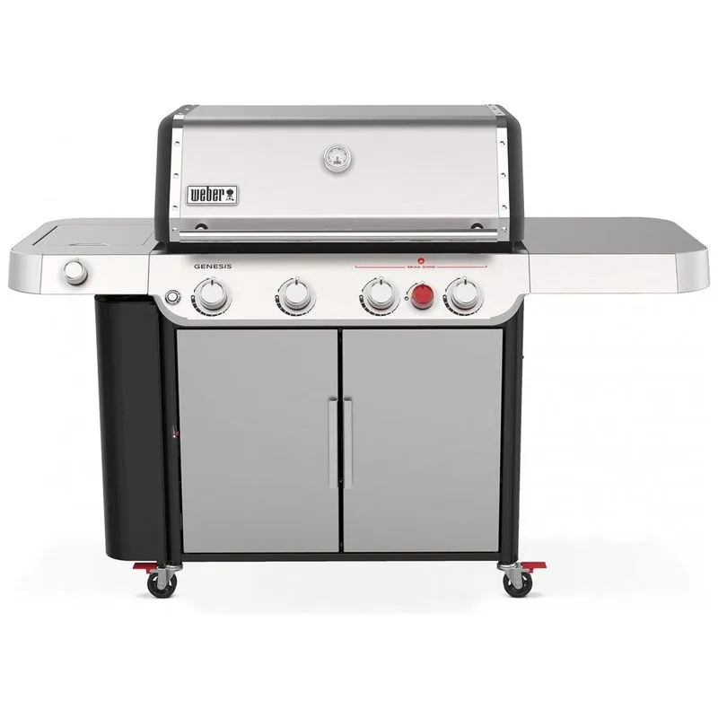 Churrasqueira A Gas Com 4 Queimadores E Mesas Auxiliares Laterais, Weber Genesis S 435
