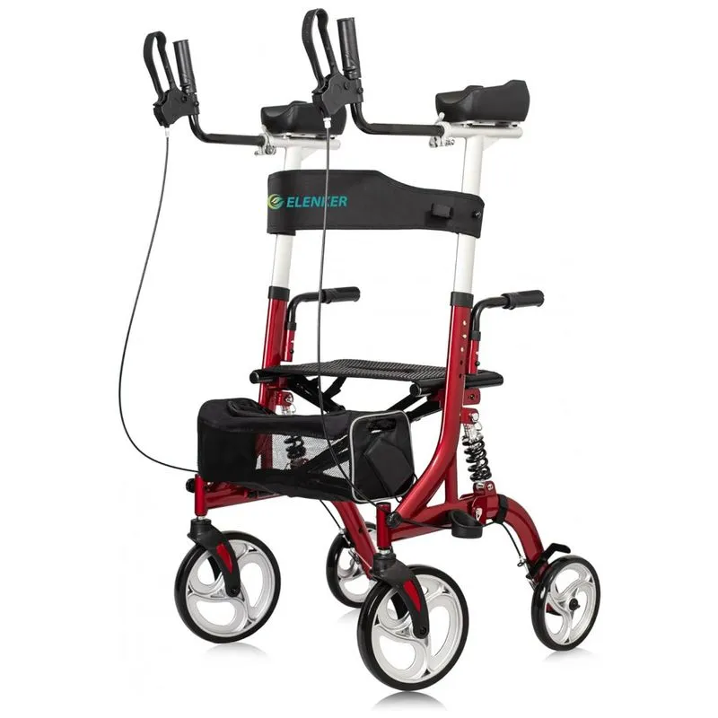 Andador Para Idosos E Adultos Com Amortecedor Ate 200 Quilos, Elenker, Vermelho