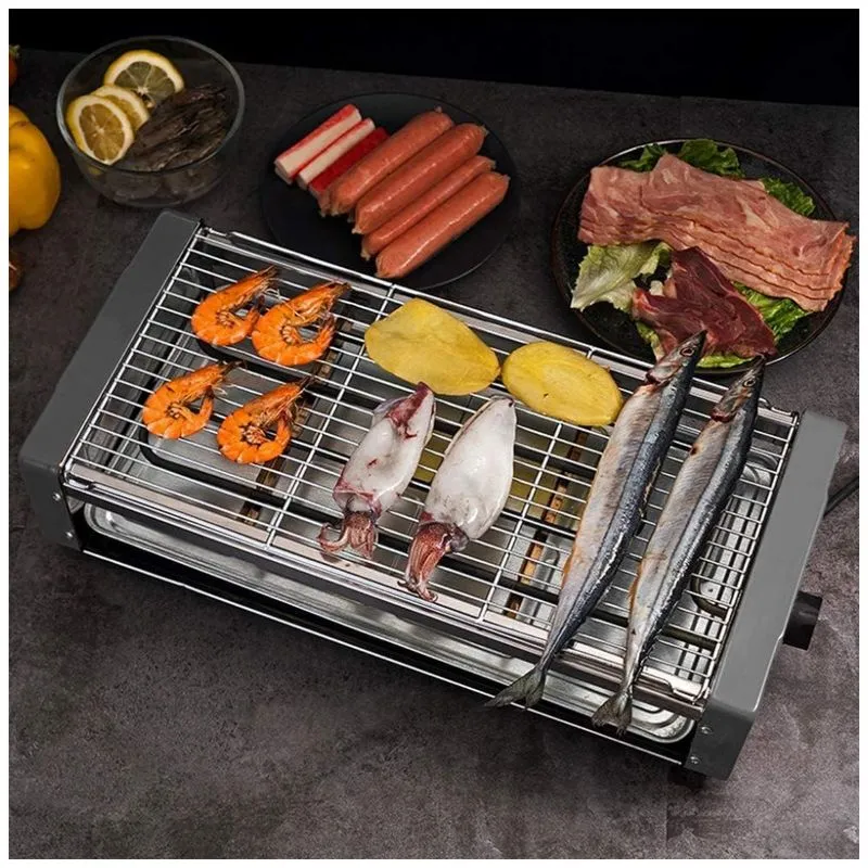 Grill Eletrico Antiaderente Serve Ate 10 Porcoes, 110v 1500w, Preto