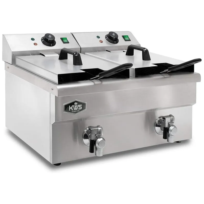 Fritadeira Eletrica Dupla Profissional11,4 Litros De Capacidade, Aco Inoxidavel, 110v 3500w, Kws Dy 12