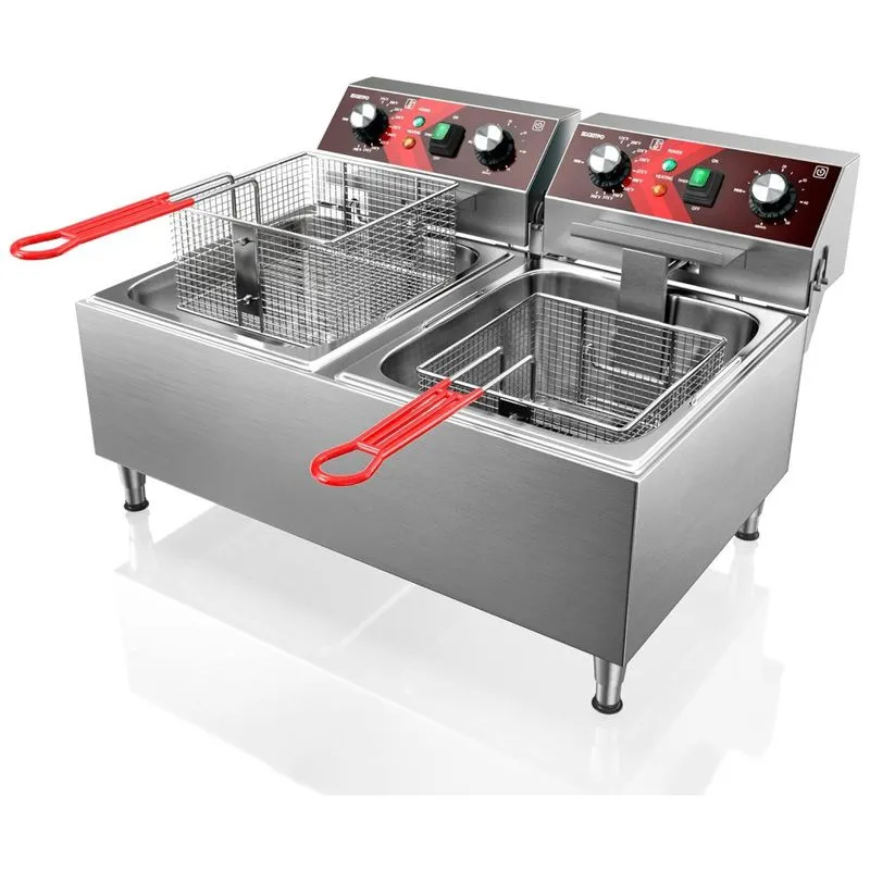 Fritadeira Eletrica Dupla Profissional 20 Litros De Capacidade, Aco Inoxidavel, 110v 3600w, Eggkitpo