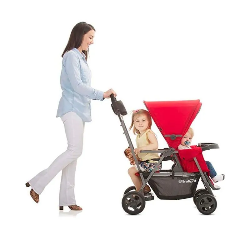 Carrinho De Passeio Para 1 Criança Com Assentos Reclináveis De 3 Vias E Adaptador Universal Para Assento De Carro, Até 40 Kg, Joovy, Vermelho