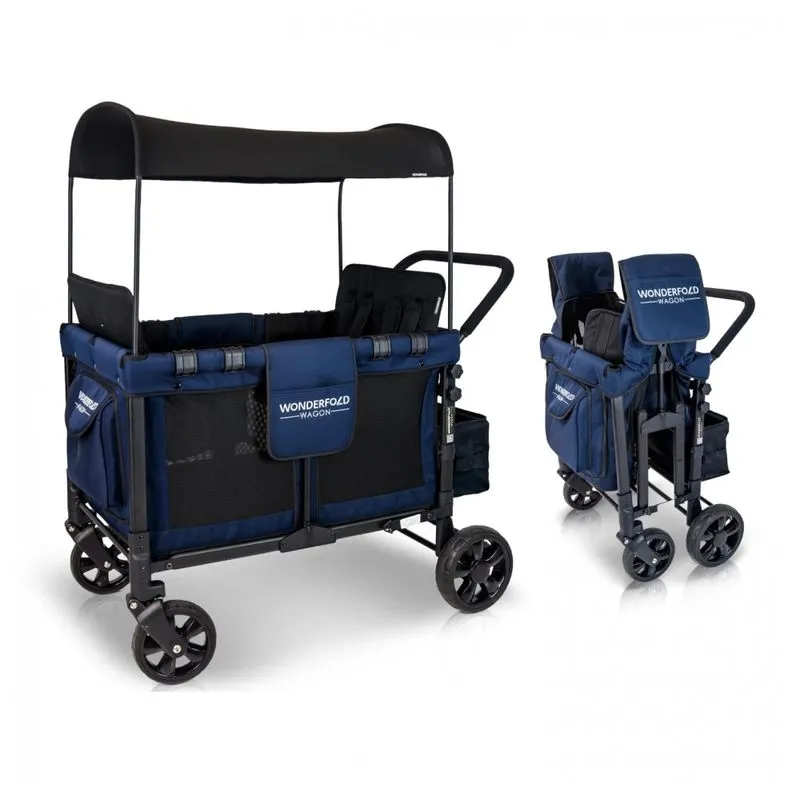 Carrinho De Passeio Para 4 Criancas Multifuncional Com Cobertura Removivel E Dobramento, Ate 136 Kg, Wonderfold W4, Preto