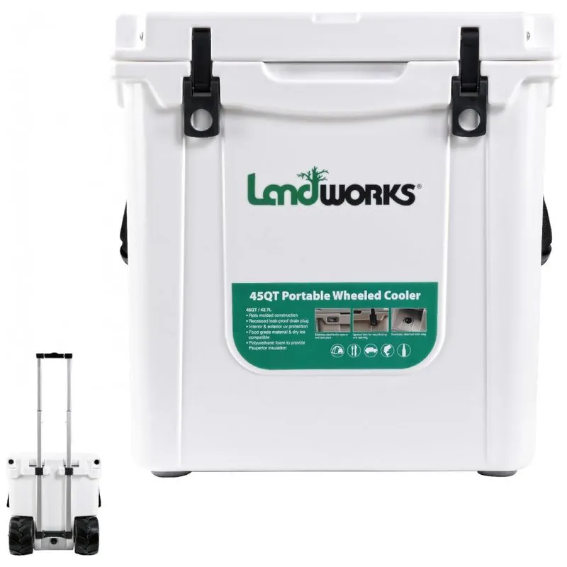 Cooler Termico Portatil 42 Litros Com Rodas, Landworks, Branco