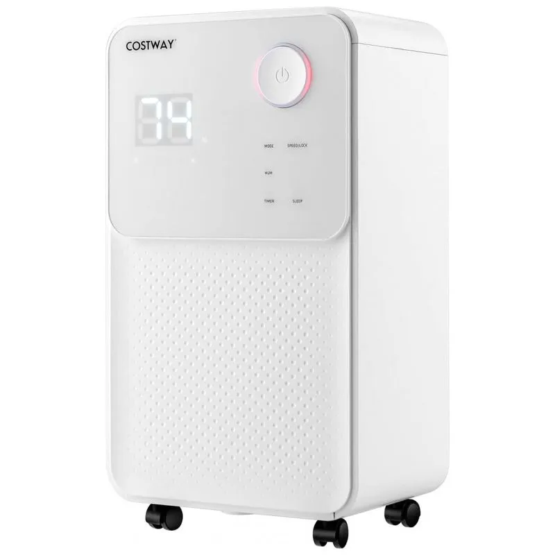 Desumidificador Para Grandes Ambientes 1.8l Ate 185 M2 Com Painel Digital, 110v, Costway, Branco