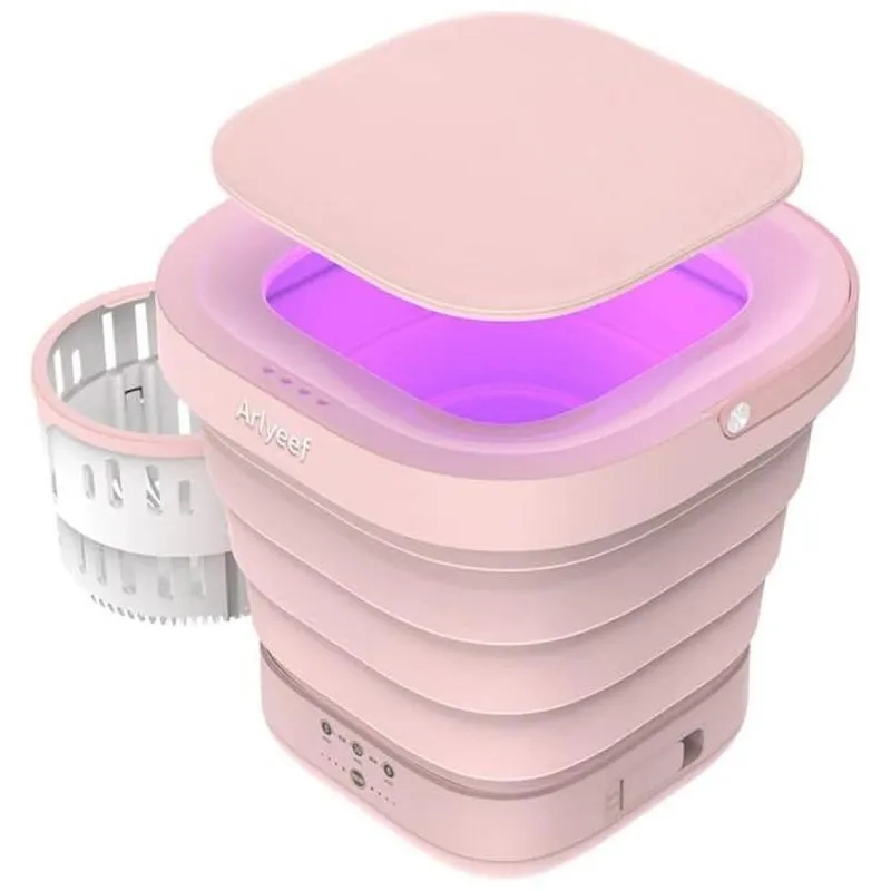 Mini Máquina De Lavar Portátil 9 L Com Cesto De Drenagem, 110v, Arlyeef, Rosa