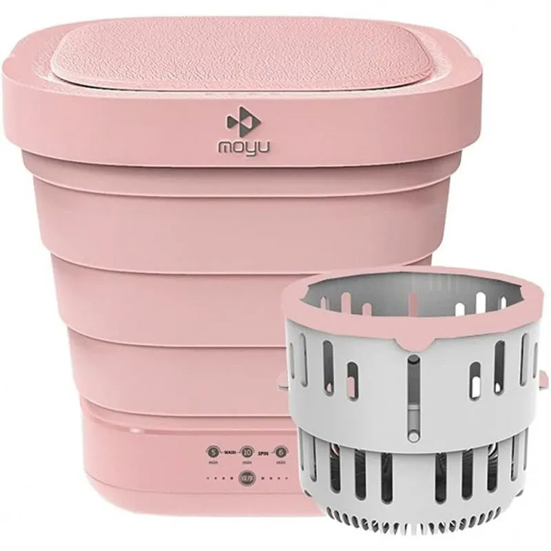 Mini Máquina De Lavar Portátil 1 Kg Dobrável Com Cesto De Drenagem, Bivolt, Genesix, Rosa