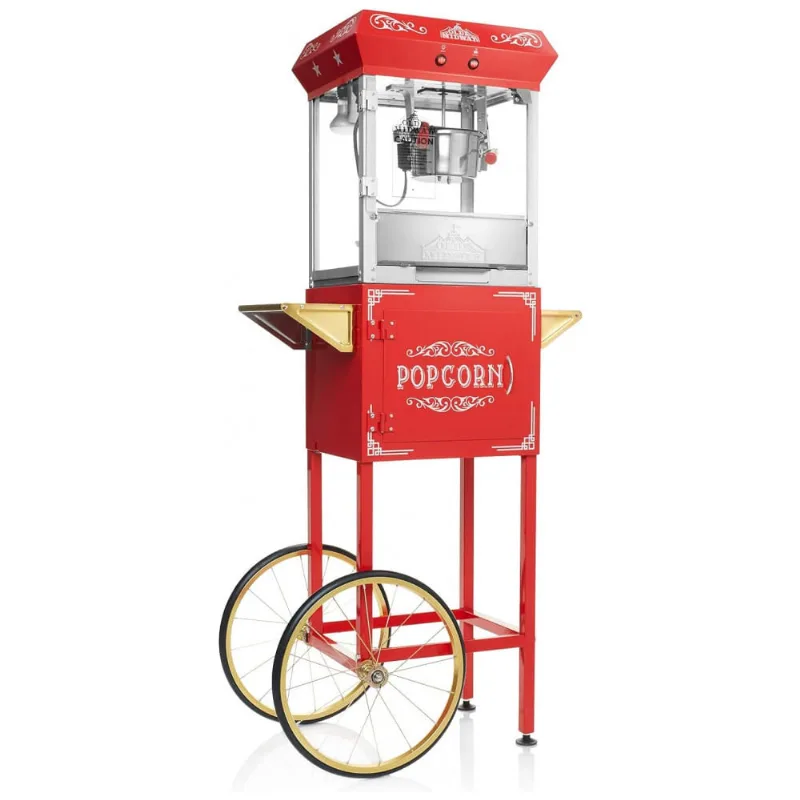 Carrinho De Pipoca Eletrico Retro Produz Ate 2 Quilos Por Vez, 110v 640w, Olde Midway, Vermelho