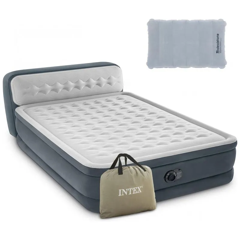 Colchao Inflavel Casal Queen Com Bomba Embutida E Encosto, Para Ate 300kg, Wholesalehome, Cinza