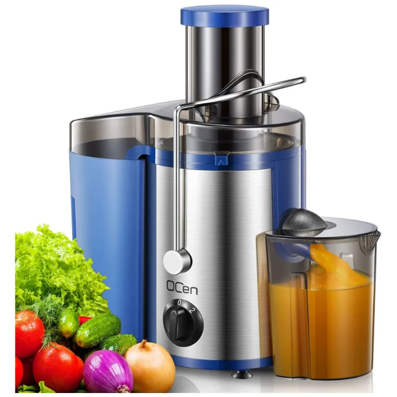 Centrifuga De Frutas E Vegetais Com 2 Velocidades, 110v 500w, Qcen, Azul