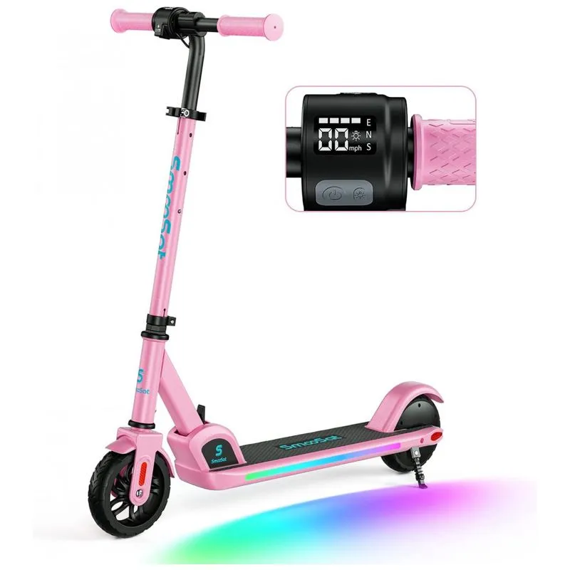 Patinete Eletrico Para Criancas De 6 Ou Mais Com Display De Led, Peso Max 60kg, Smoosat E9 Pro, Rosa
