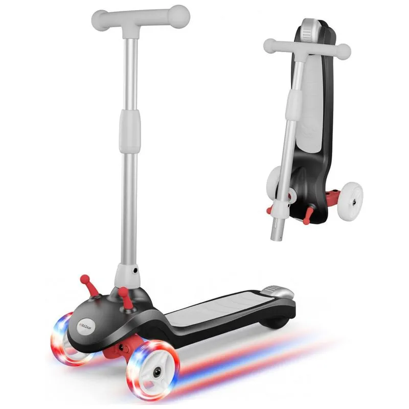 Patinete Eletrico Para Criancas De 2 A 8 Anos Com 3 Rodas E Led, Peso Max 50kg, Gobazaar, Preto