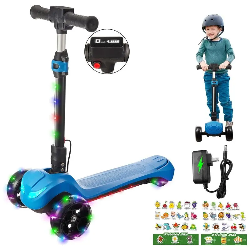 Patinete Elétrico Para Crianças De 6 A 12 Anos Com Luzes Led, Peso Max 80kg, Lefelwel, Preto