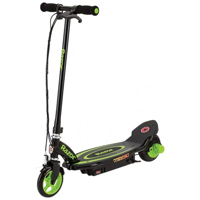 Patinete Eletrico Para Criancas Acima De 8 Anos, Peso Max 55kg, Razor E90, Preto E Verde Escuro