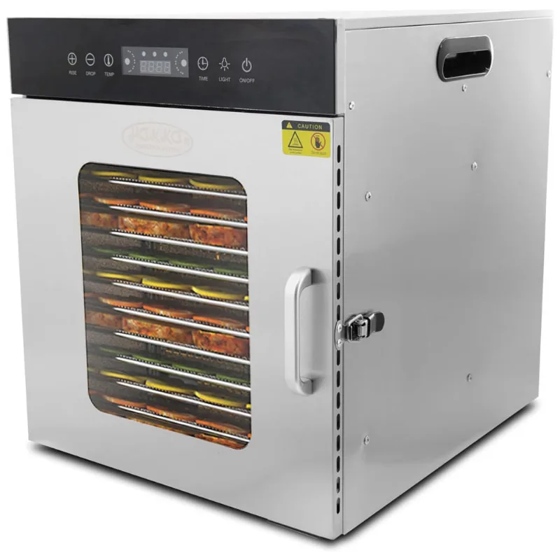 Desidratador De Alimentos Profissional Com 12 Bandejas Em Aco Inoxidavel, 110v 400w, Hakka