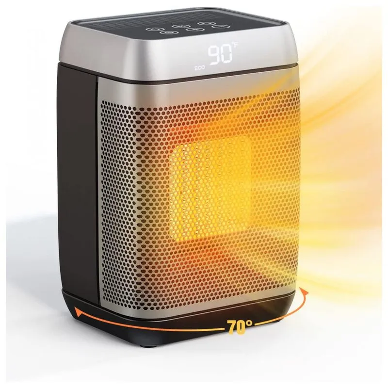 Aquecedor Elétrico Portátil Com Tela De Led E Controle Remoto, 1500w 110v, Aoresac, Preto