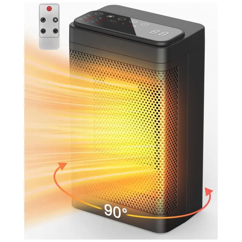 Aquecedor Eletrico Portatil Com Tela De Led E Controle Remoto, 1500w 110v, Victoper, Preto