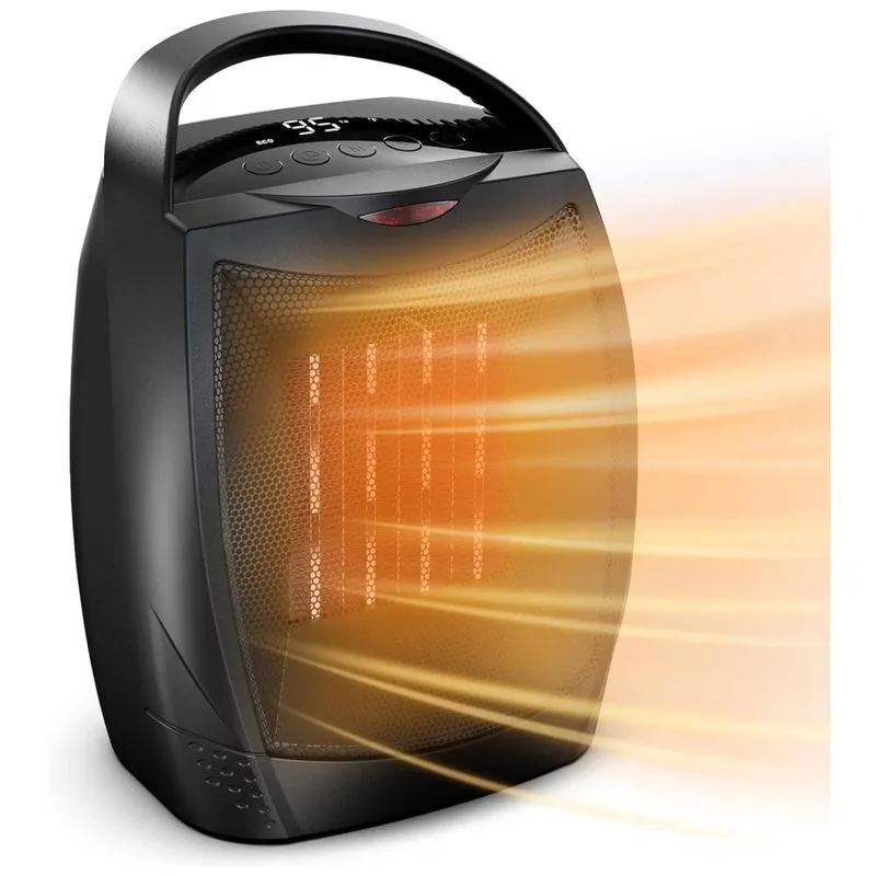 Aquecedor Eletrico Portatil De Ceramica Com 4 Modos E Tela Led, 1500w 110v, Givebest, Preto