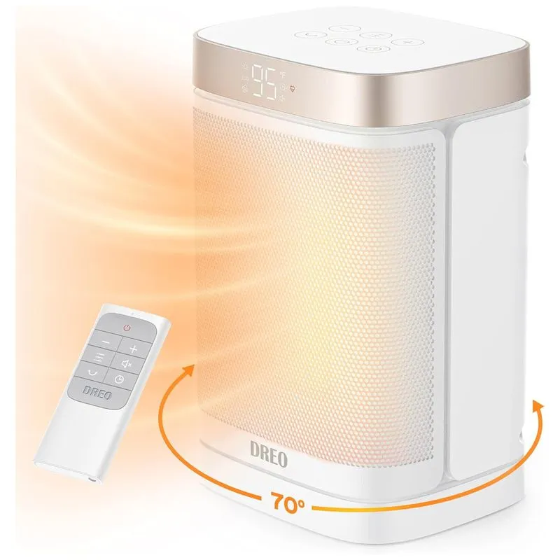 Aquecedor Eletrico Portatil De Ceramica Com Termostato E Controle Remoto, 1500w 110v, Dreo, Branco