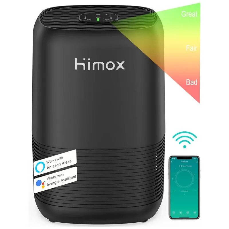 Purificador De Ar Com Filtro Hepa Com Carbono Ativado Para Limpeza Do Ar, 110v, Himox, Preto