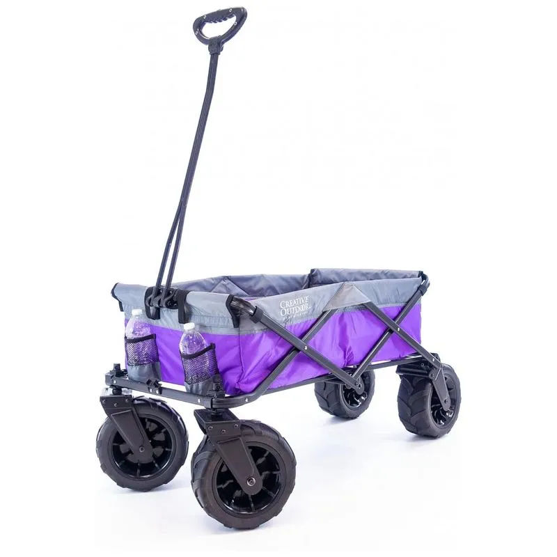 Carrinho Dobravel Para Camping E Jardim Com Rodas Para Todos Os Terrenos, Capacidade 70kg, Creative Outdoor, Cinza E Roxo