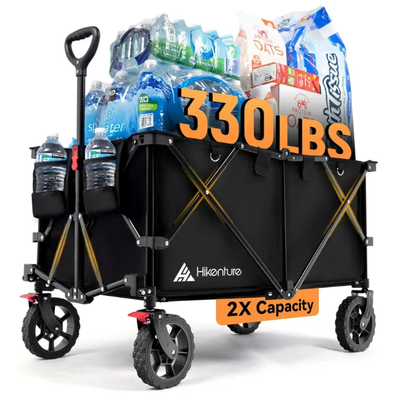 Carrinho Dobrável Para Camping E Jardim, Capacidade 80kg, Hikenture, Preto
