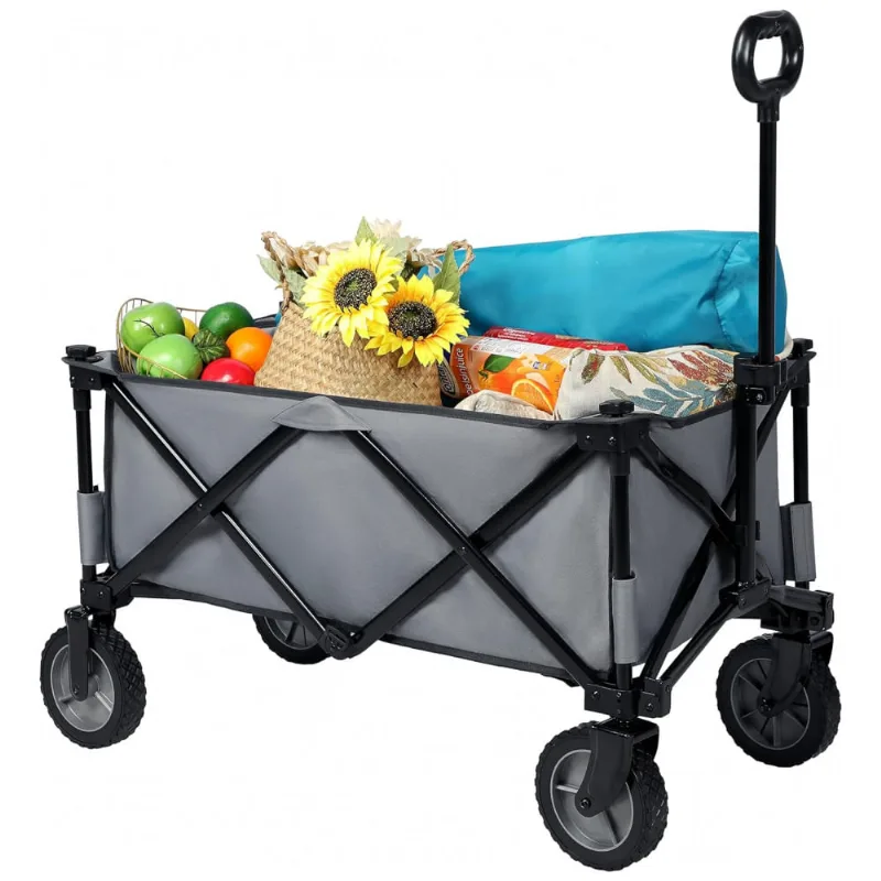 Carrinho Dobravel Para Camping E Jardim, Capacidade 100kg, Portal, Cinza