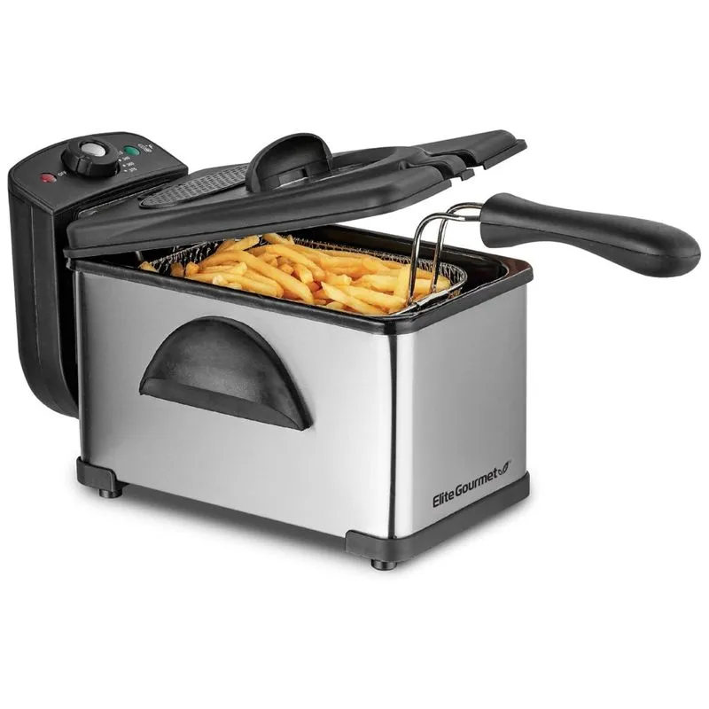 Fritadeira Eletrica 2l Em Aco Inoxidavel, 1500w 110v, Elite Gourmet Edf2100, Prata