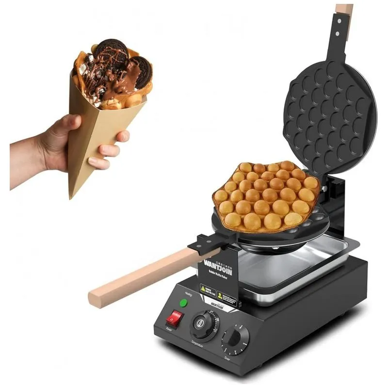 Maquina De Waffle Em Aco Inoxidavel, 1500w 110v, Wantjoin Wil, Preta