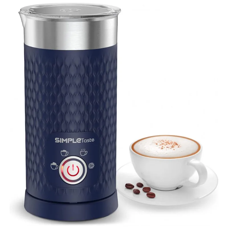 Espumador De Leite Eletrico 300 Ml 4 Em 1 Com Modo Automatico, 110v, Simpletaste, Azul