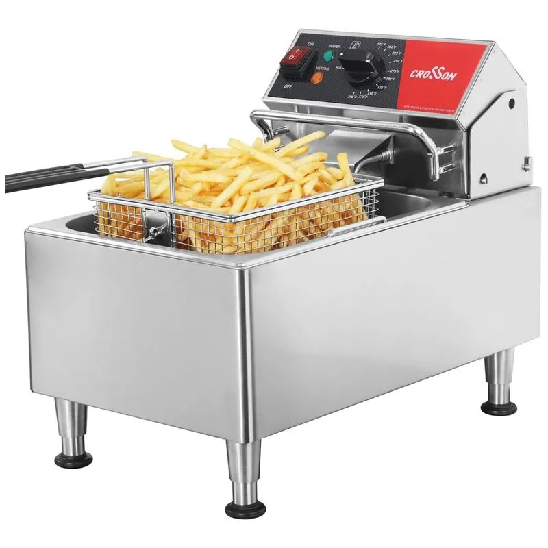 Fritadeira Eletrica Profissional Grande Capacidade Ate 5,8 Kg, Aco Inoxidavel, 110v 1800w, Crosson , Prata