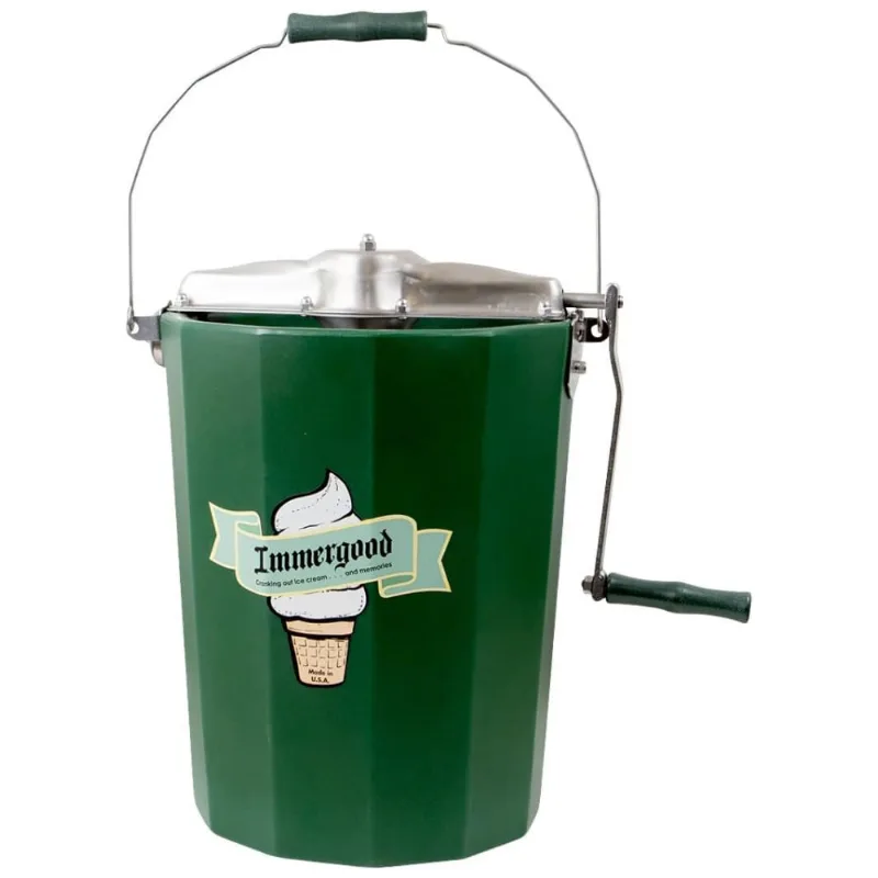 Máquina De Sorvete A Manivela Em Aço Inoxidável Capacidade 6l, Iimmergood, Verde Escuro