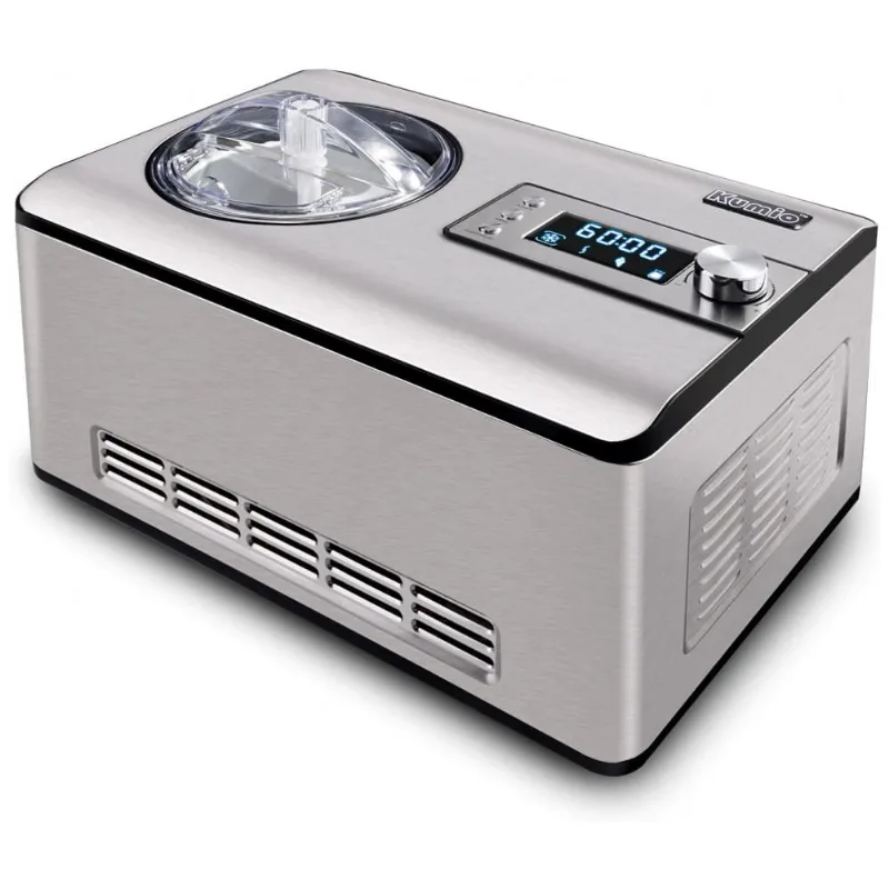 Maquina De Sorvete Automatica Em Aco Inoxidavel Capacidade 2l E Tela Lcd, 110v 180w, Kumio, Prata