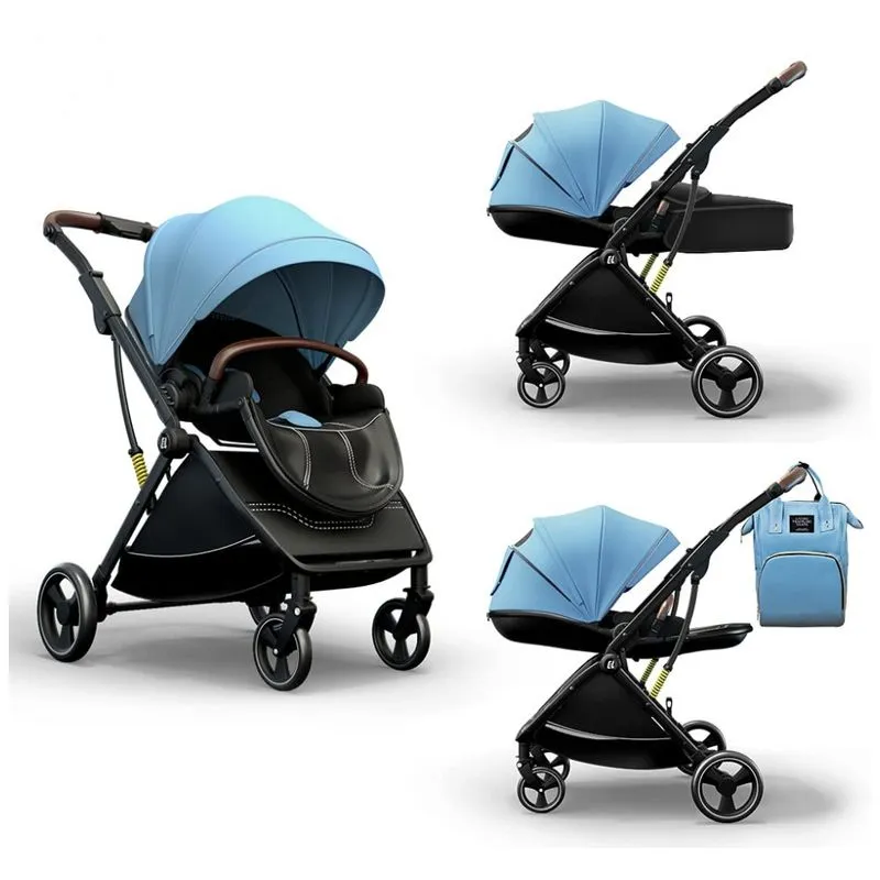 Carrinho De Bebe 2 Em 1 Com Encosto Ajustavel, Suspensao 3d Para 6 Meses A 3 Anos, Coballe, Azul