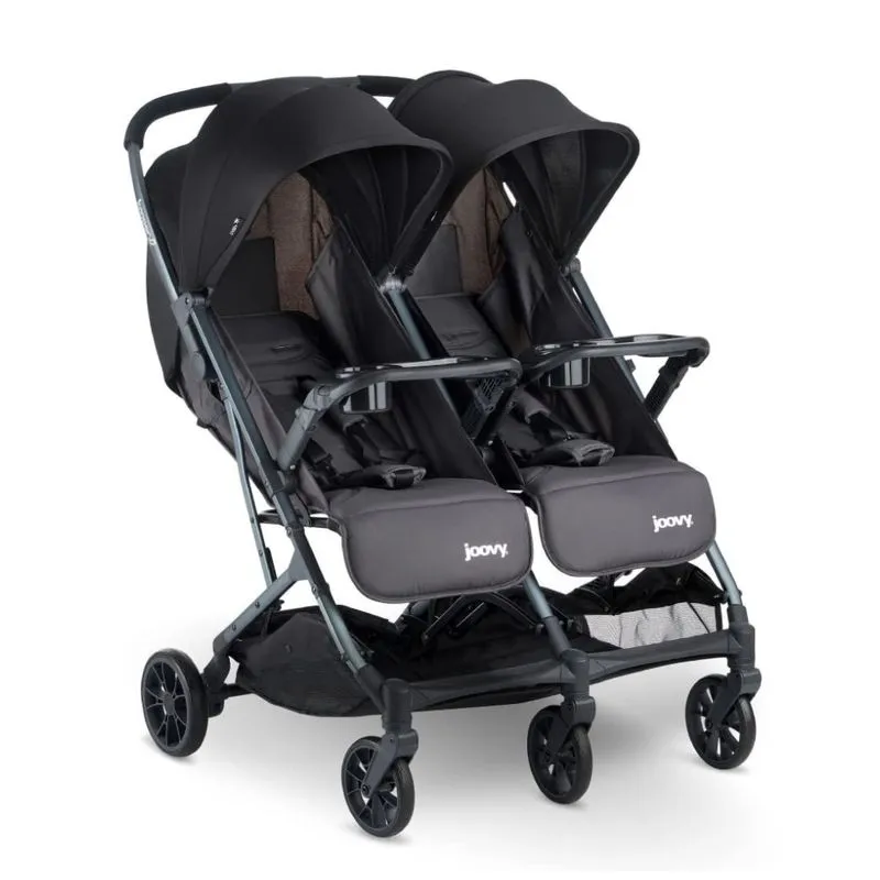 Carrinho De Bebê Duplo Com Assentos Reclináveis E Dobra Com Uma Mão, Joovy X2, Preto Ferro