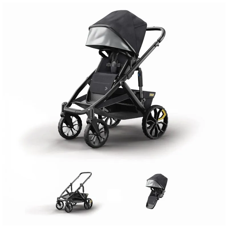 Carrinho De Bebe Para Todos Os Terrenos, Manobravel E Dobravel, Veer, Preto