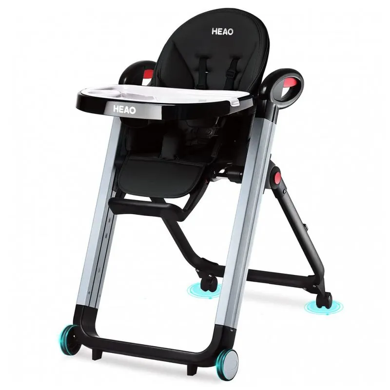 Cadeira De Alimentacao Cadeirao Com 7 Alturas E 5 Posicoes De Assento Reclinaveis, Heao, Preto