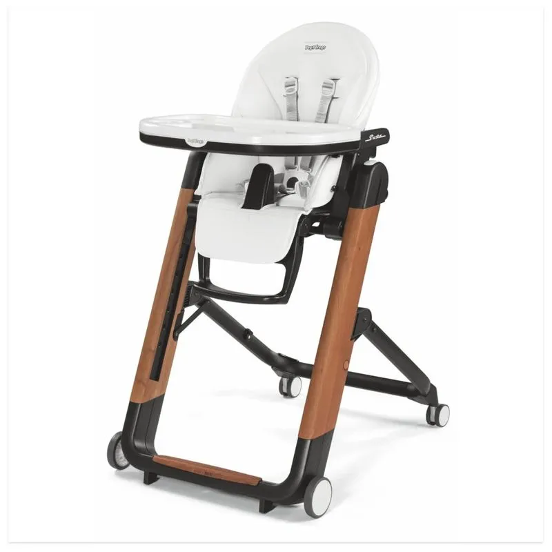 Cadeira De Alimentação Cadeirão Com Altura Do Assento Ajustável E 4 Rodas, Peg Perego, Branco E Verde