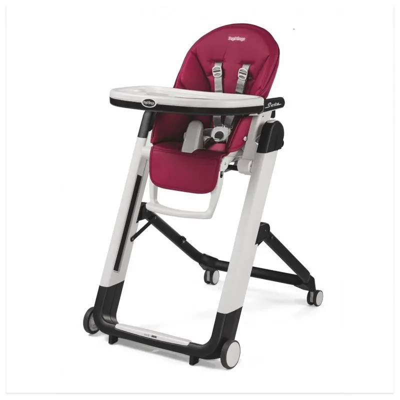 Cadeira De Alimentacao Cadeirao Com Altura Do Assento Ajustavel E 4 Rodas, Peg Perego, Rosa Escuro