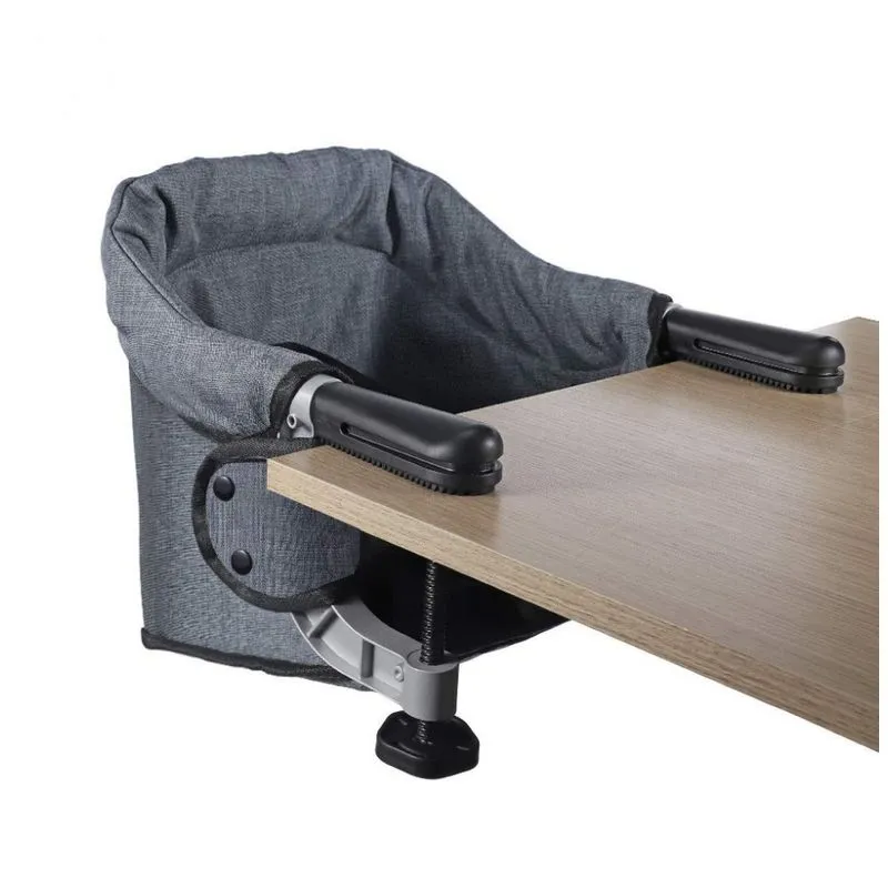Cadeira De Alimentacao Portatil Com Encaixe Em Mesa E Assento Removivel, Toogel Hc19, Cinza Escuro