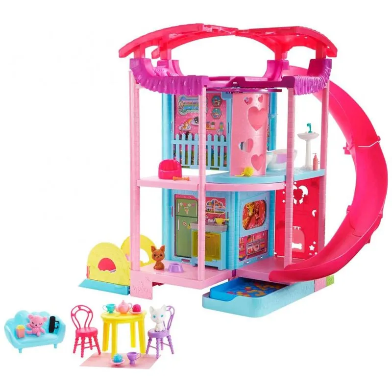 Casa Da Barbie E Chelsea Com 20 Acessorios E 2 Pets, Para Criancas De 3 Anos A 8 Anos, Barbie, Rosa