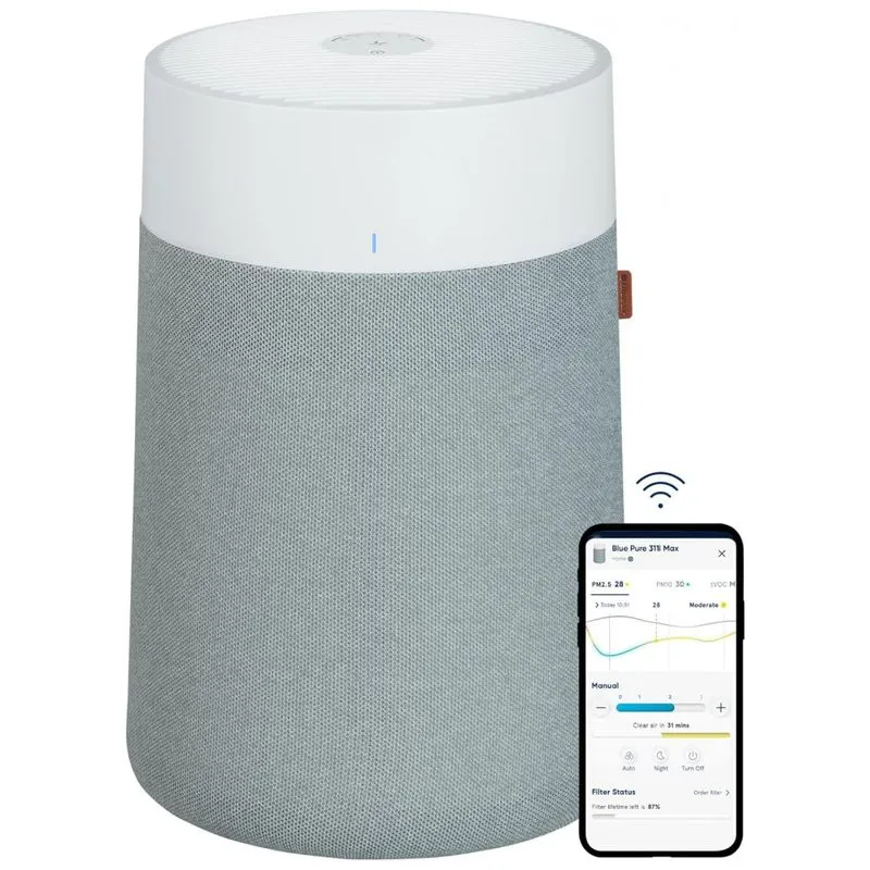 Purificador De Ar Com Filtro Hepa E 3 Velocidades E Modo Noturno, Cobertura 86 M2, 110v, Blueair, Cinza E Branco