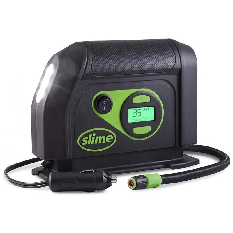 Compressor De Ar Com Fio Portatil 99 Psi Com Tela Led E Desligamento Automatico, 12v, Slime 40051, Preto