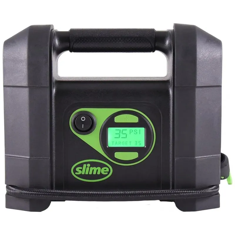 Compressor De Ar Com Fio Portatil 99 Psi Com Tela Led E Desligamento Automatico, 12v, Slime 40047, Preto
