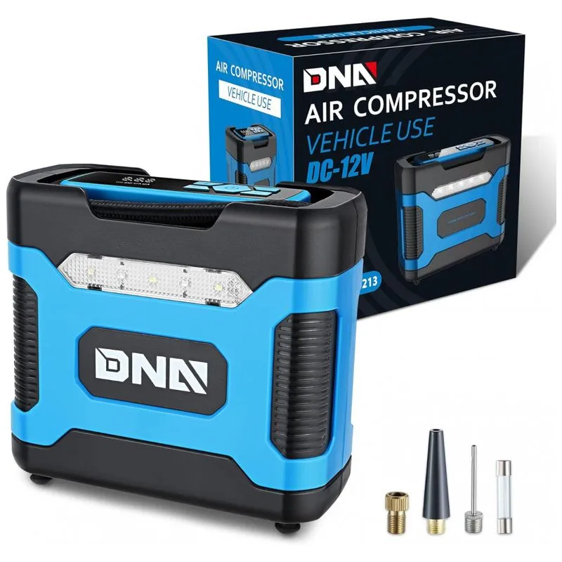 Compressor De Ar Com Fio Portatil 150 Psi Com Manometro, 12v, Dna Motoring Tools00213, Azul